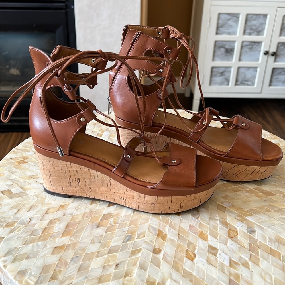 COACH Leather Barkley Lace Up Wedge